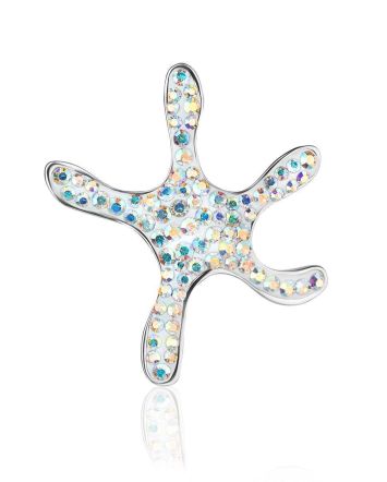 Silver Starfish Pendant With Chameleon Crystals The Jungle, image 