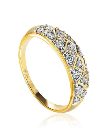 Yellow Gold Diamond Encrusted Ring, Ring Size: 8.5 / 18.5, image 