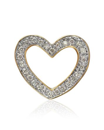 Golden Heart Shaped Pendant With White Diamonds, image 