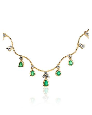 Golden Necklace With Emeralds And Diamonds The Oasis, image 