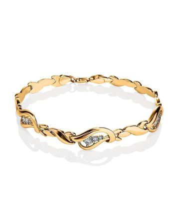 Golden Link Bracelet With Crystals, image 