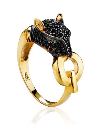 Golden Panther Ring With Crystals, Ring Size: 8 / 18, image 