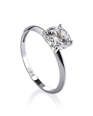 Bold White Crystal Ring In Silver, Ring Size: 6 / 16.5, image 