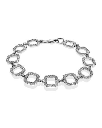 White Gold Crystal Link Bracelet With Crystals, image 