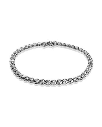 Golden Tennis Bracelet with White Crystals, image 