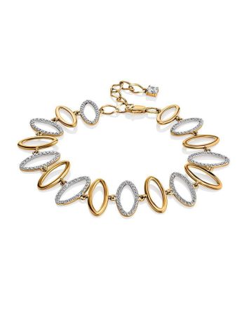 Golden Link Bracelet With Crystals, image 