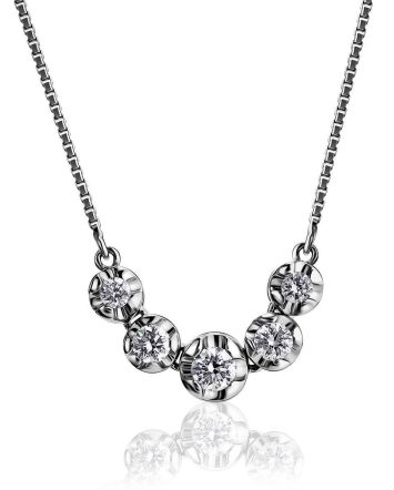 White Gold Chain Necklace With White Diamonds, image 