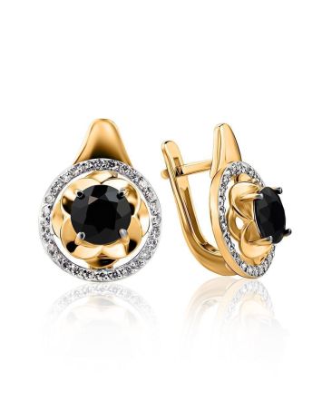 Sapphire Golden Earrings With Diamonds The Mermaid, image 