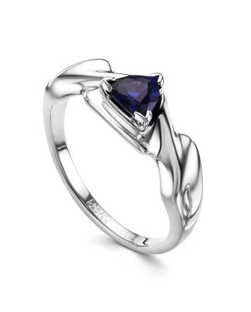 Silver Ring With Synthetic Sapphire, Ring Size: 8 / 18, image 