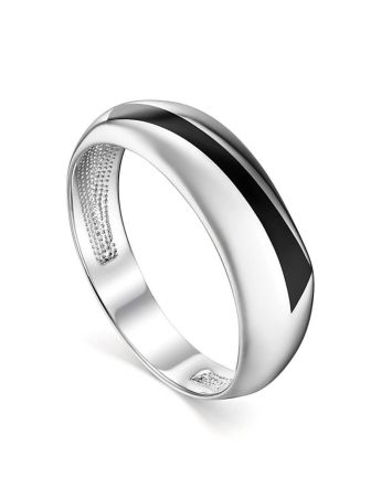 Silver Ring With Black Enamel, Ring Size: 6.5 / 17, image 