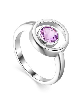 Stylish Silver Amethyst Ring, Ring Size: 8.5 / 18.5, image 