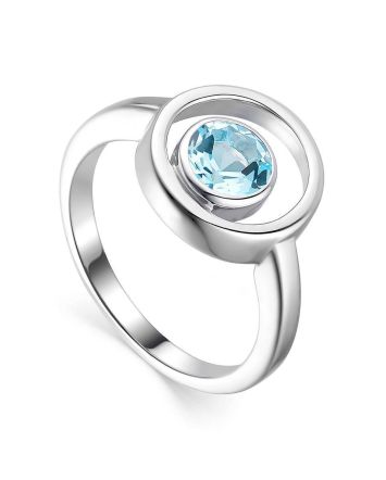 Sterling Silver Ring With Synthetic Topaz, Ring Size: 6 / 16.5, image 