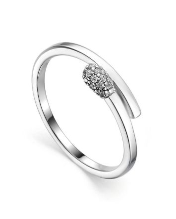 Silver Ring With White Crystals, Ring Size: 6 / 16.5, image 
