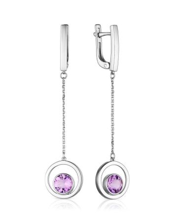 Silver Amethyst Dangle Earrings, image 