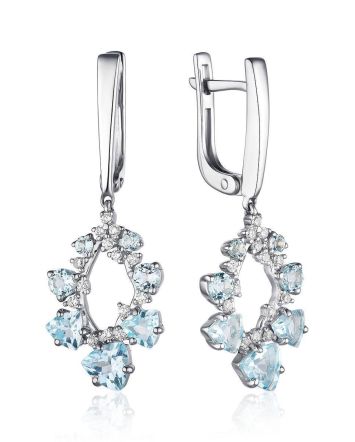 Synthetic Topaz Silver Dangles, image 