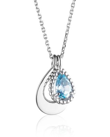 Silver Necklace With Synthetic Topaz Pendant, image 