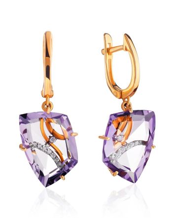 Amethyst Golden Dangles With Crystals, image 