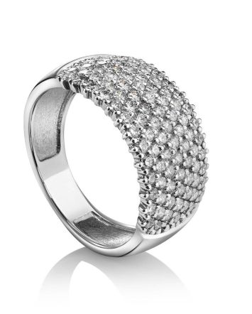 White Gold Band Ring With Diamonds, Ring Size: 8 / 18, image 