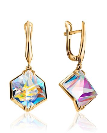Golden Dangles With Synthetic Quartz, image 