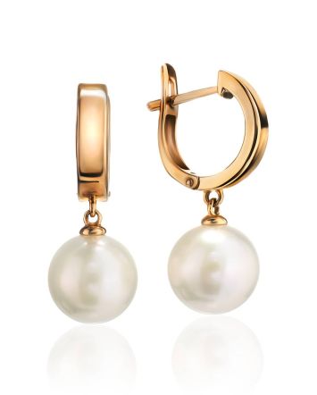 Pearl Drop Earrings In Gold The Serene, image 