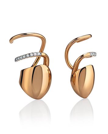 Designer Golden Earrings With Crystals, image 