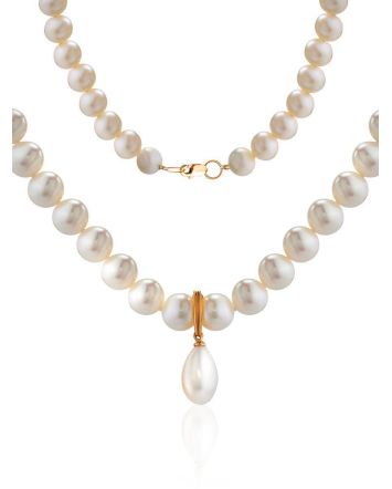 Cultured Pearl Necklace In Gold The Serene, image 