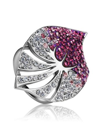 Silver Cocktail Ring With Crystals The Jungle, Ring Size: 5.5 / 16, image 