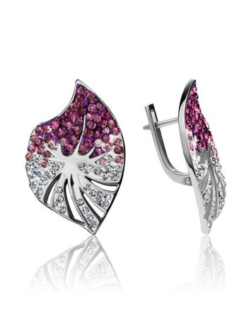 Silver Earrings With Multicolor Crystals The Jungle, image 