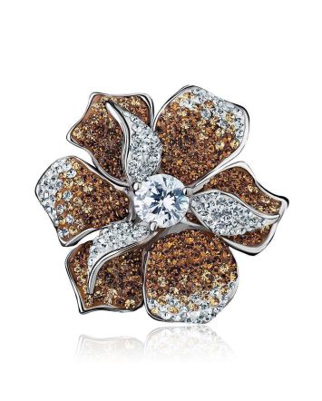Silver Floral Pendant With Crystals The Jungle, image 