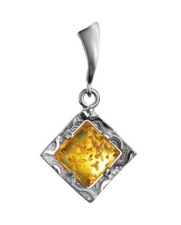 Geometric Silver Amber Pendant The Hermitage, image 