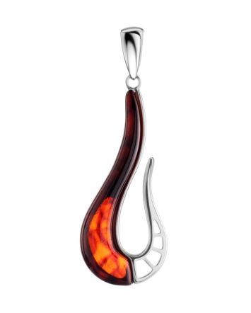 Bright Cherry Amber Pendant In Silver The Sunrise, image 