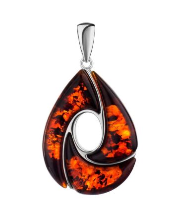 Amazing Silver Amber Pendant The Sunrise, image 