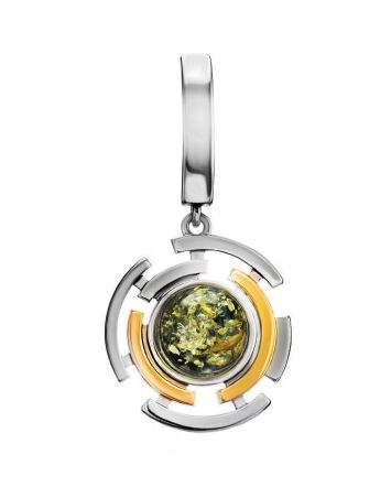 Green Amber Gold Plated Silver Pendant The Lumiere, image 