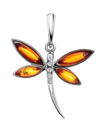 Chic Amber Dragonfly Pendant, image 