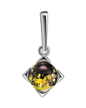 Geometric Amber Silver Pendant The Rondo, image 