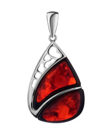 Cherry Amber Pendant In Silver The Sunrise, image 