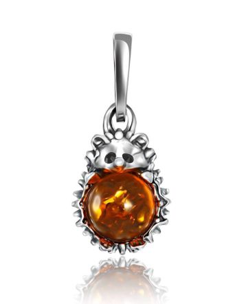 Tiny Amber Hedgehog Pendant, image 