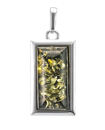 Geometric Silver Amber Pendant The Chelsea, image 