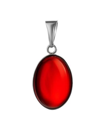 Oval Amber Silver Pendant The Sangria, image 