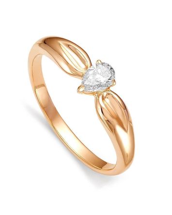 Gold Plated Ring With Pear Shaped Crystal, Ring Size: 6.5 / 17, image 