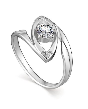 Exquisite Sterling Silver Ring With White Crystals, Ring Size: 6.5 / 17, image 