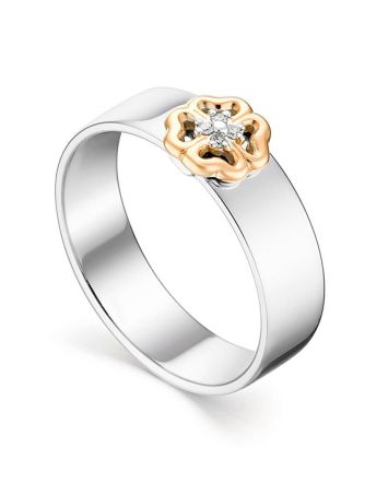 Silver Golden Ring With Diamond The Diva, Ring Size: 6.5 / 17, image 