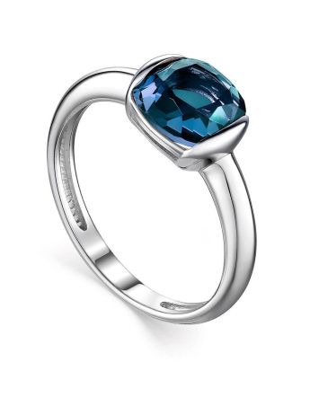 Sterling Silver Ring With Blue Synthetic Topaz, Ring Size: 6 / 16.5, image 