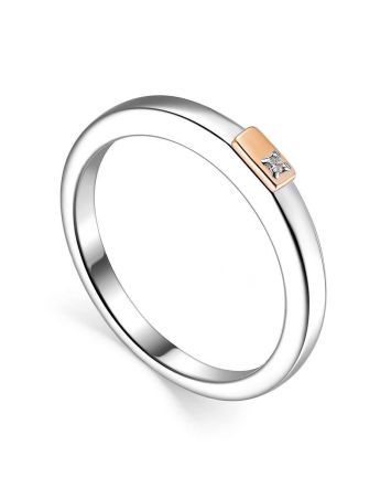 Silver Golden Diamond Ring The Diva, Ring Size: 8.5 / 18.5, image 