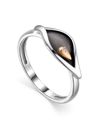Silver Golden Ring With White Diamond The Diva, Ring Size: 5.5 / 16, image 