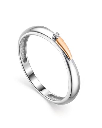 Silver Golden Diamond Ring The Diva, Ring Size: 6 / 16.5, image 