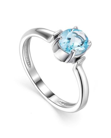 Silver Ring With Dancing Synthetic Topaz Centerstone, Ring Size: 7 / 17.5, image 