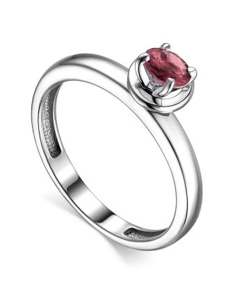Sterling Silver Ring With Rhodolite Crystal Centerstone, Ring Size: 6 / 16.5, image 