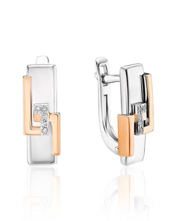 Silver Golden Earrings With Diamonds The Diva, image 