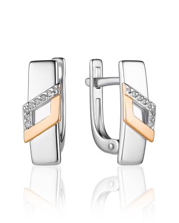 Silver Golden Earrings With Diamonds The Diva, image 